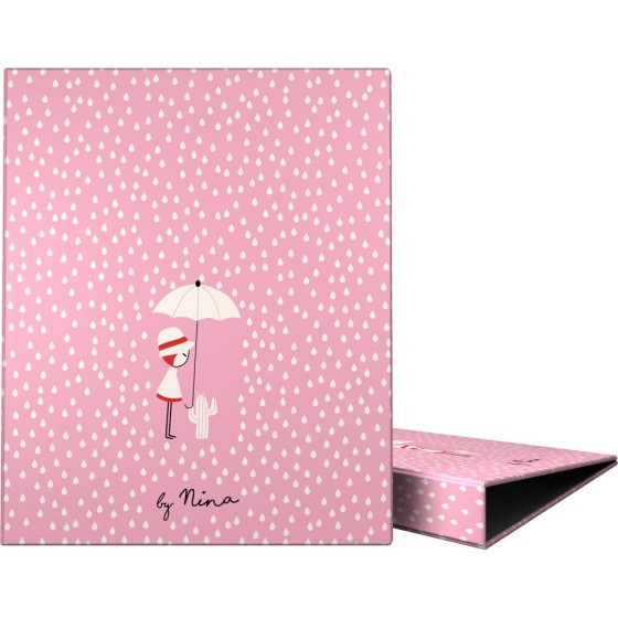 Carpeta De Anillas Papel Plastificado Brillo A4 4X25mm Fsc Nina  Rain Grafoplás