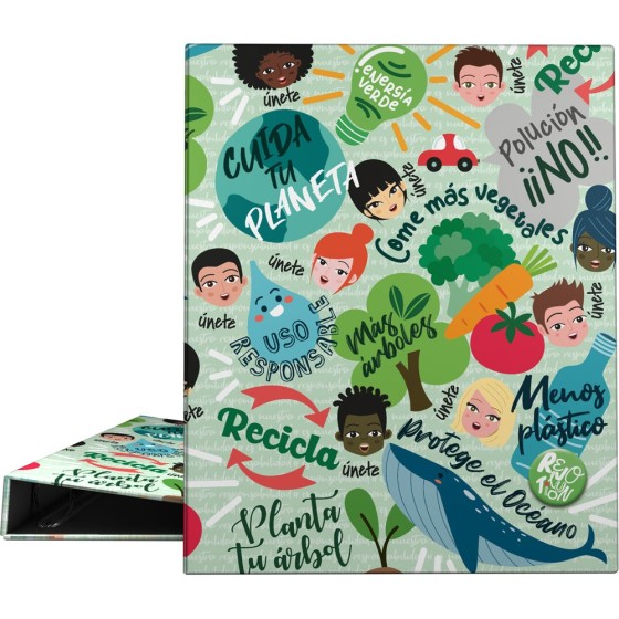 Carpeta De Anillas A4 4 Anillas x 25 mm. Fsc Revolution  Green Grafoplás