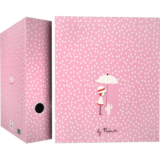 Carpeta De Anillas Papel Plastificado Brillo A4 4X40mm Con Ollao Fsc Nina  Rain Grafoplás
