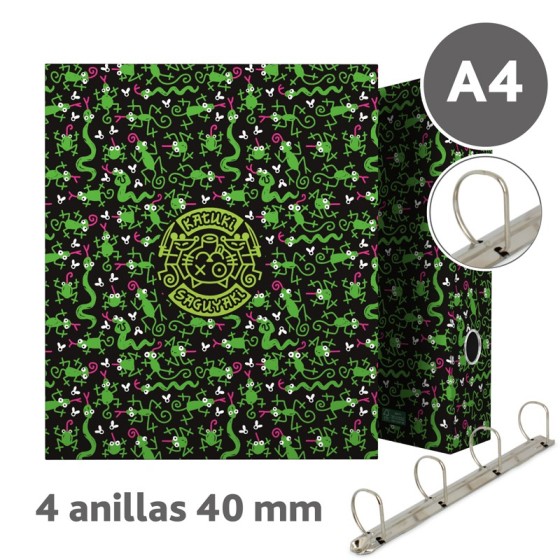 Carpeta De Anillas Papel Plastificado Brillo A4 4X40mm Con Ollao Fsc Katuki  Lenguas Grafoplás
