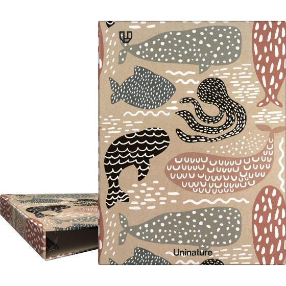 Carpeta De Anillas Uninature Kraft Soft A5 4X20mm Fsc Uninature Design Ballenas Grafoplás