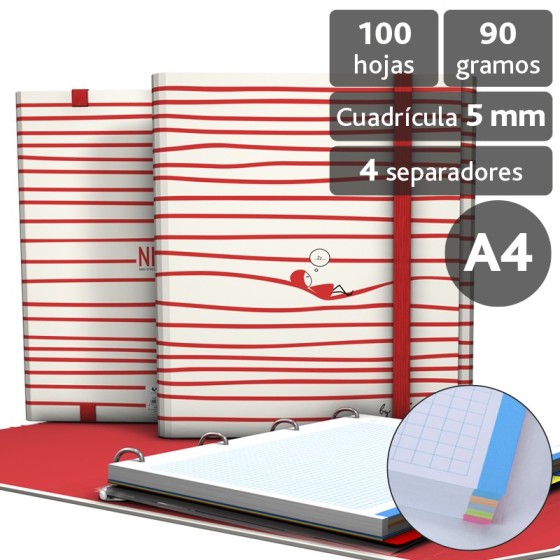 Carpeta De Anillas Con Recambio  Papel Plastificado Brillo A4 4X25mm Fsc Nina  Relax Grafoplás