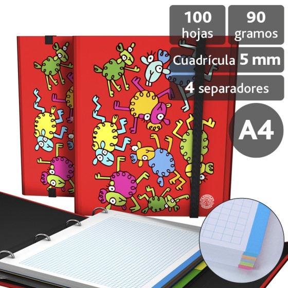 Carpeta De Anillas Con Recambio  Papel Plastificado Brillo A4 4X25mm Fsc Katuki  Lana Grafoplás