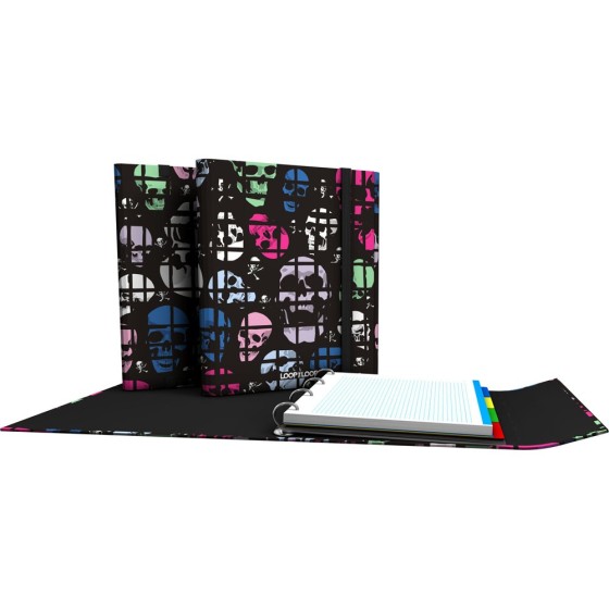 Carpeta De Anillas Con Recambio  Papel Plastificado Soft A4 4X25mm Fsc Loop The Loop  Skulls Grafoplás