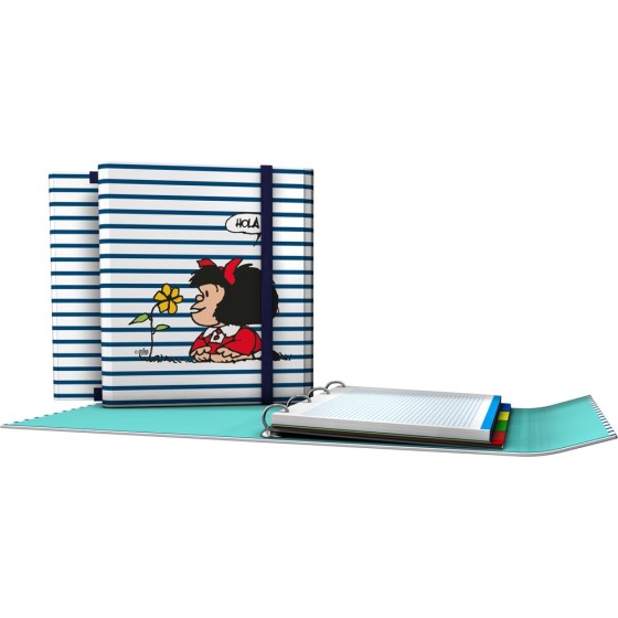 Carpeta De Anillas Con Recambio  Papel Plastificado Soft A4 4X25mm Fsc Mafalda  Grafoplás