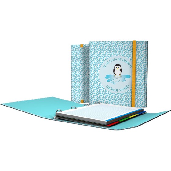 Carpeta De Anillas Con Recambio 4 Anillas de 25 mm. A4 Fsc Planet  Pinguino Grafoplás