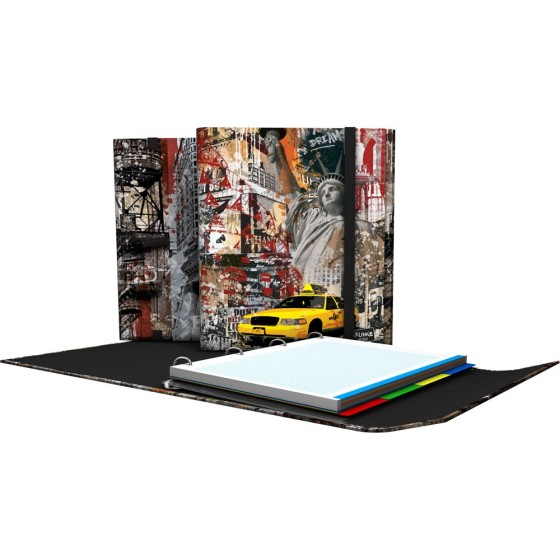 Carpeta De Anillas Con Recambio 4 Anillas de 25 mm. A4 Fsc Cities  New York Grafoplás