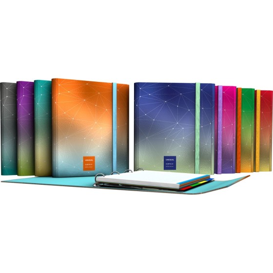 Carpeta De Anillas Con Recambio Metalic Carton Forrado Brillo A4 4X25mm Colores Surtidos Fsc Unequal Metallic Grafoplás