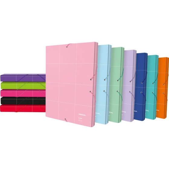 Caja Proyectos Papel Plastificado Soft Lomo 5Cm Folio Colores Surtidos Fsc Unequal Grafoplás