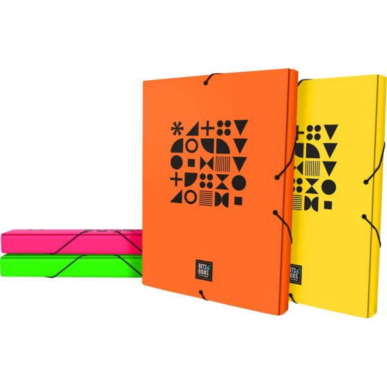 Caja Proyectos Carton Forrado Soft Lomo 3Cm Folio Colores Surtidos Fsc Bits&Bobs 23 Fluor Grafoplás