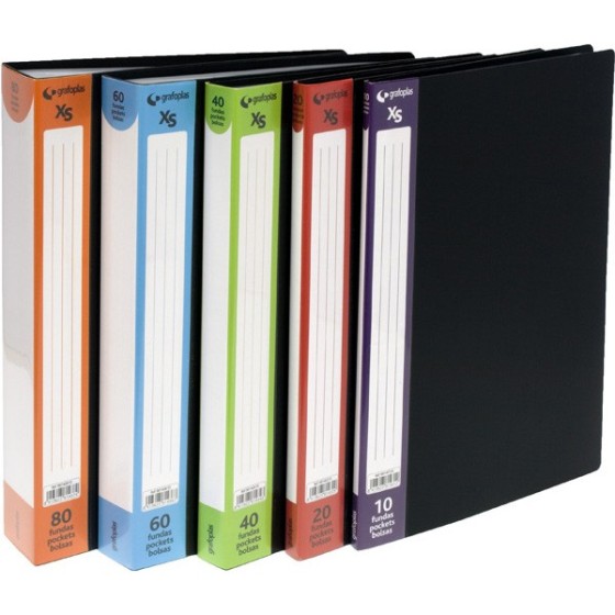 Carpeta Con Fundas  PP Opaco Rígido A4 40 Fundas Negro Xs Grafoplás