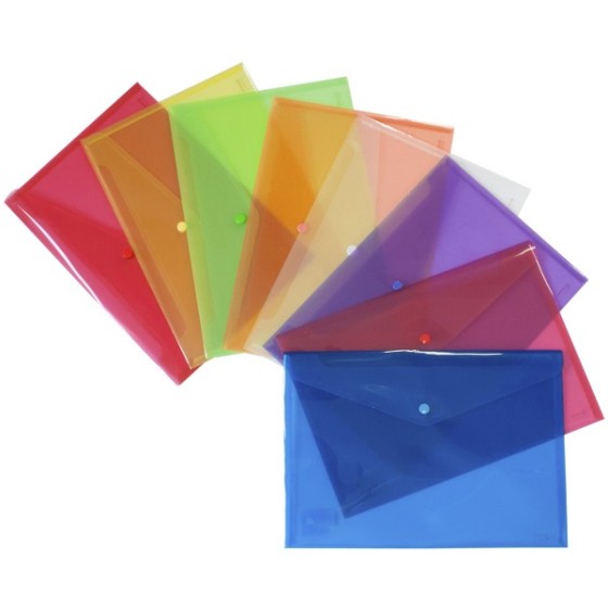 Pack 12 Uds Sobres PP Translúcido Con Cierre Broche Folio Amarillo Xs Grafoplás