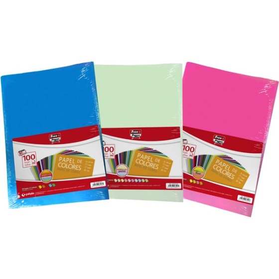 Paquete 100 Papel Colores Intensos A4 80 G Colores Surtidos Fixo