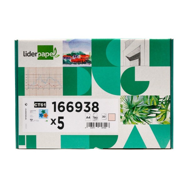 Cartulina liderpapel a4 180g/m2 crema paquete de 25+5 hojas