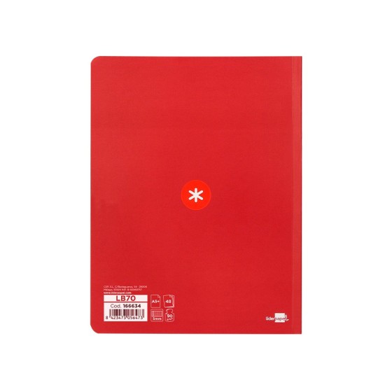 Libreta liderpapel antartik a5+ plus cosida 48 hojas 90g/m2 cuadro 5mm con margen 6 colores surtidos