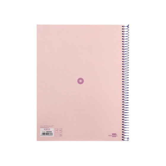 Cuaderno espiral liderpapel a4 micro antartik tapa forrada80h 90 gr rayado puntos 1 banda 4 taladros rosa