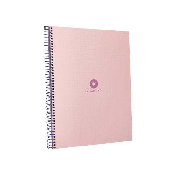 Cuaderno espiral liderpapel a4 micro antartik tapa forrada80h 90 gr rayado puntos 1 banda 4 taladros rosa