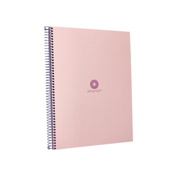 Cuaderno espiral liderpapel a4 micro antartik tapa forrada80h 90 gr rayado puntos 1 banda 4 taladros rosa