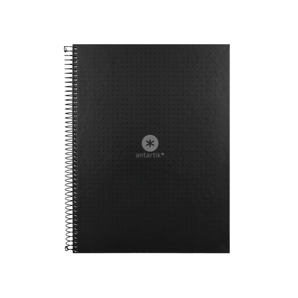 Cuaderno espiral liderpapel a4 micro antartik tapa forrada80h 90 gr rayado puntos 1 banda 4 taladros negro