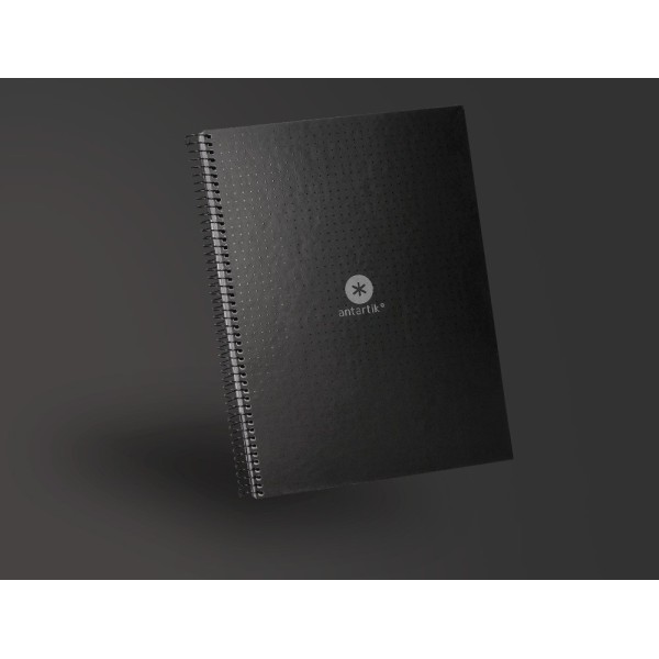 Cuaderno espiral liderpapel a4 micro antartik tapa forrada80h 90 gr rayado puntos 1 banda 4 taladros negro