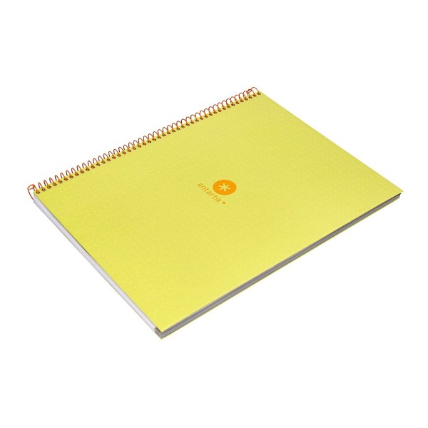 Cuaderno espiral liderpapel a4 micro antartik tapa forrada80h 90 gr rayado puntos 1 banda 4 taladros amarillo