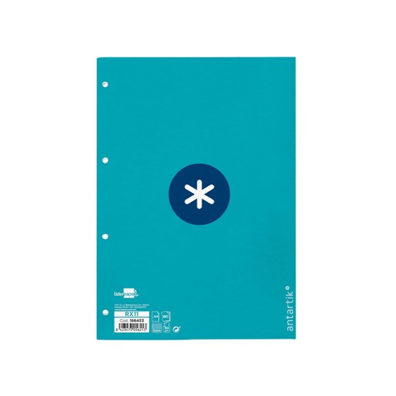 Recambio liderpapel a4 antartik 80 hojas 90g/m2 cuadro 5mm 4 taladros 1 banda con marco color turquesa