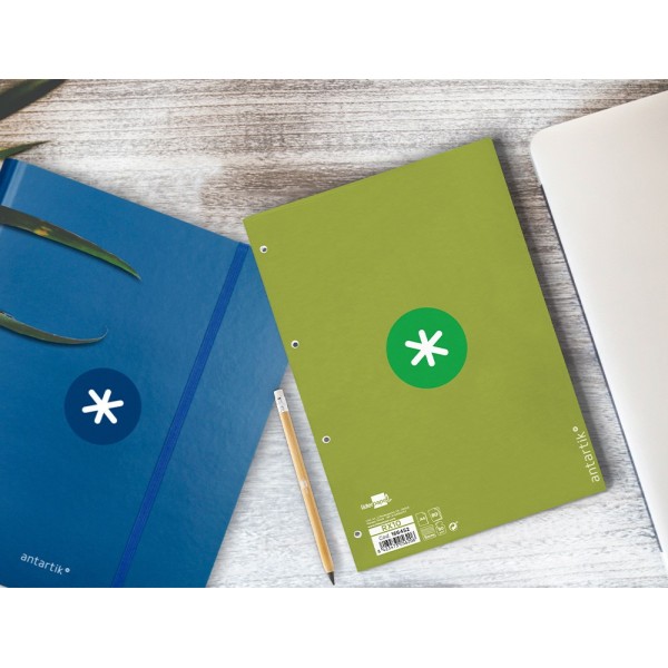 Recambio liderpapel a4 antartik 80 hojas 90g/m2 cuadro 5mm 4 taladros 1 banda con marco color verde