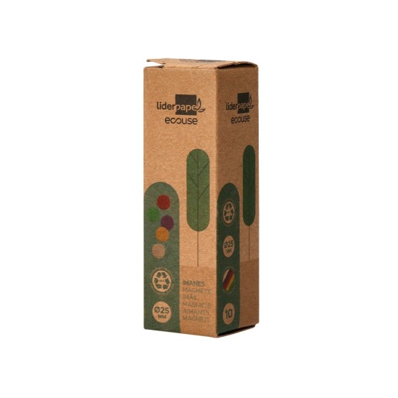 Imanes para sujecion liderpapel ecouse pp reciclado para pizarra magnetica 25 mm caja de 10