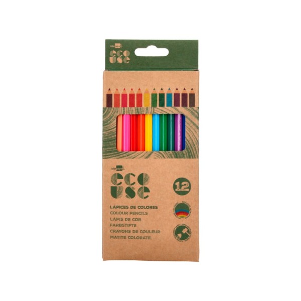 Lapices de colores liderpapel ecouse caja de 12 colores surtidos con certificado fsc