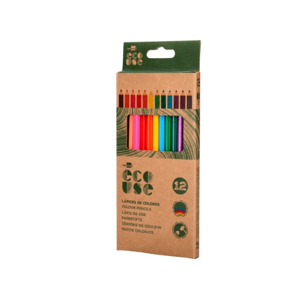 Lapices de colores liderpapel ecouse caja de 12 colores surtidos con certificado fsc