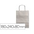 Bolsa papel q-connect kraft plata xs con asa retorcida 180x240x80 mm