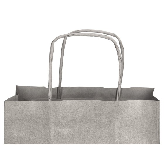 Bolsa papel q-connect kraft plata xs con asa retorcida 180x240x80 mm