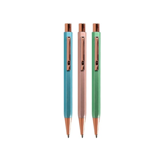 Boligrafo belius brela cuerpo hexagonal con clip colores pasteles caja de regalo con 3 boligrafos