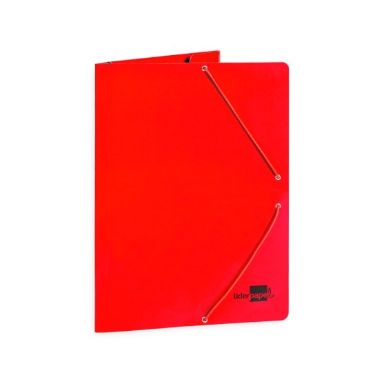 Carpeta liderpapel gomas folio 3 solapas carton plastificado color rojo
