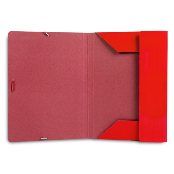 Carpeta liderpapel gomas folio 3 solapas carton plastificado color rojo