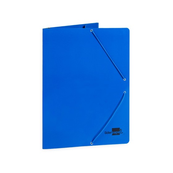 Carpeta liderpapel gomas folio 3 solapas carton plastificado color azul