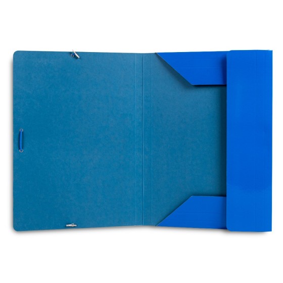 Carpeta liderpapel gomas folio 3 solapas carton plastificado color azul