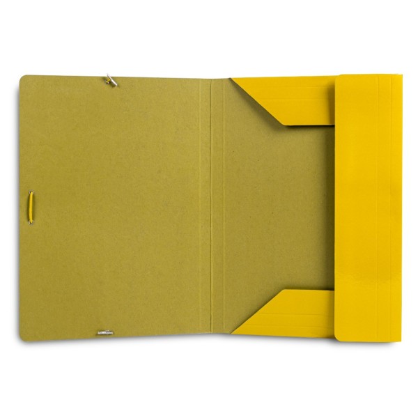 Carpeta liderpapel gomas folio 3 solapas carton plastificado color amarillo