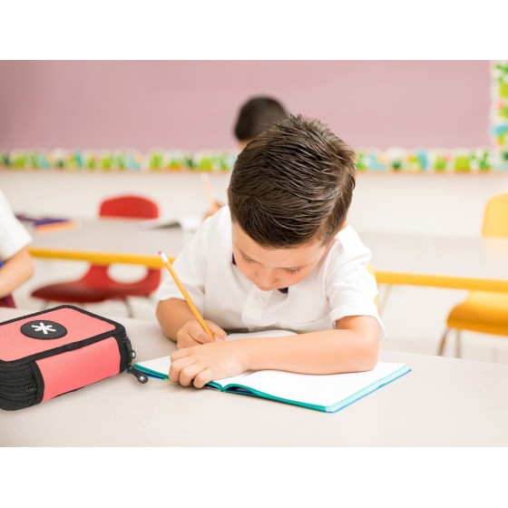 Plumier escolar antartik triple color coral 36 piezas