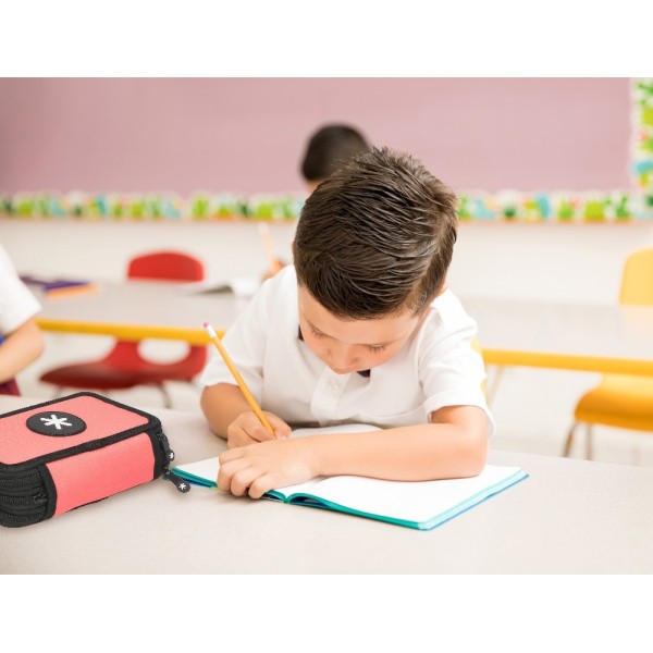 Plumier escolar antartik triple color coral 36 piezas