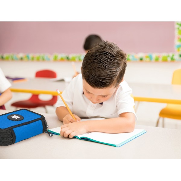 Plumier escolar antartik triple color azul 36 piezas