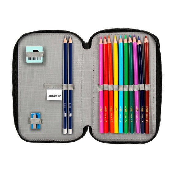 Plumier escolar antartik doble color menta 28 piezas