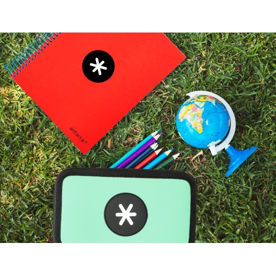 Plumier escolar antartik doble color menta 28 piezas