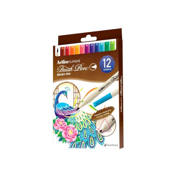 Rotulador artline supreme brush epfs pintura base de agua punta tipo pincel trazo fino bolsa de 12 unidades