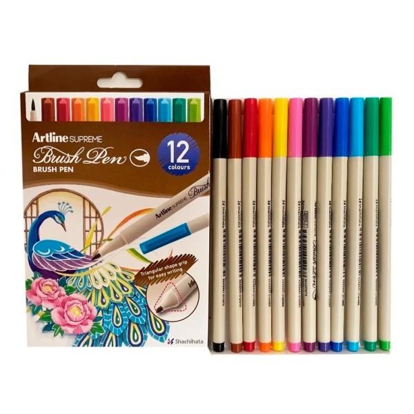 Rotulador artline supreme brush epfs pintura base de agua punta tipo pincel trazo fino bolsa de 12 unidades