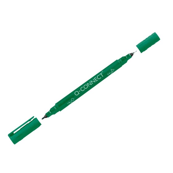 Rotulador q-connect marcador permanente doble punta color verde 0,4 mm y 1 mm