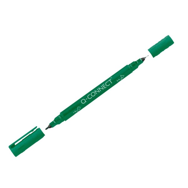 Rotulador q-connect marcador permanente doble punta color verde 0,4 mm y 1 mm