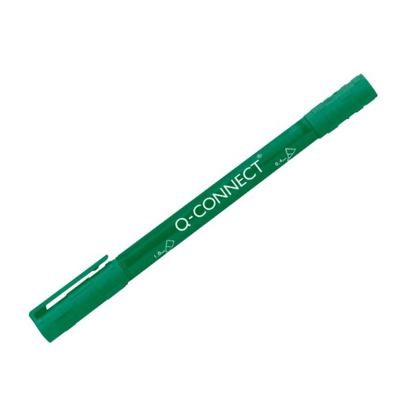 Rotulador q-connect marcador permanente doble punta color verde 0,4 mm y 1 mm