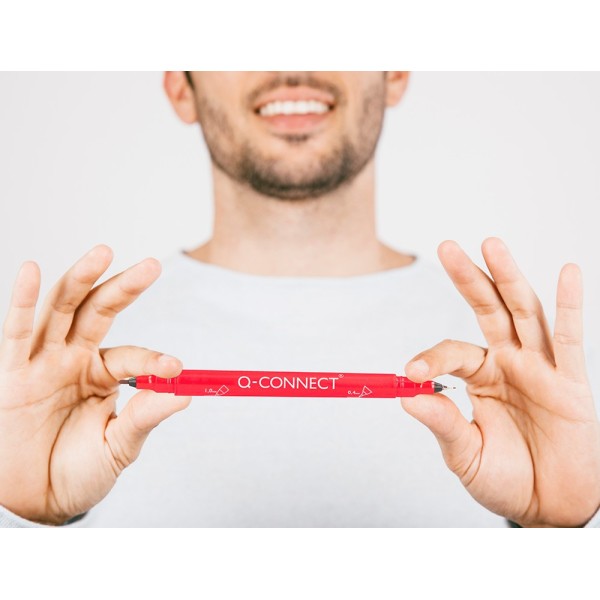 Rotulador q-connect marcador permanente doble punta color rojo 0,4 mm y 1 mm