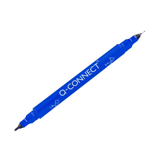 Rotulador q-connect marcador permanente doble punta color azul 0,4 mm y 1 mm